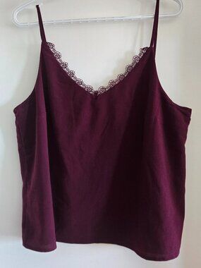 Banana Republic Lace-Trim Cami Tank Top – Women's Large – Plum/Burgundy